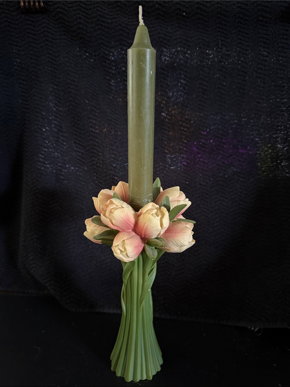 Pink Tulip Bouquet, Resin Candle Holder by Ibis & Orchid Inc.